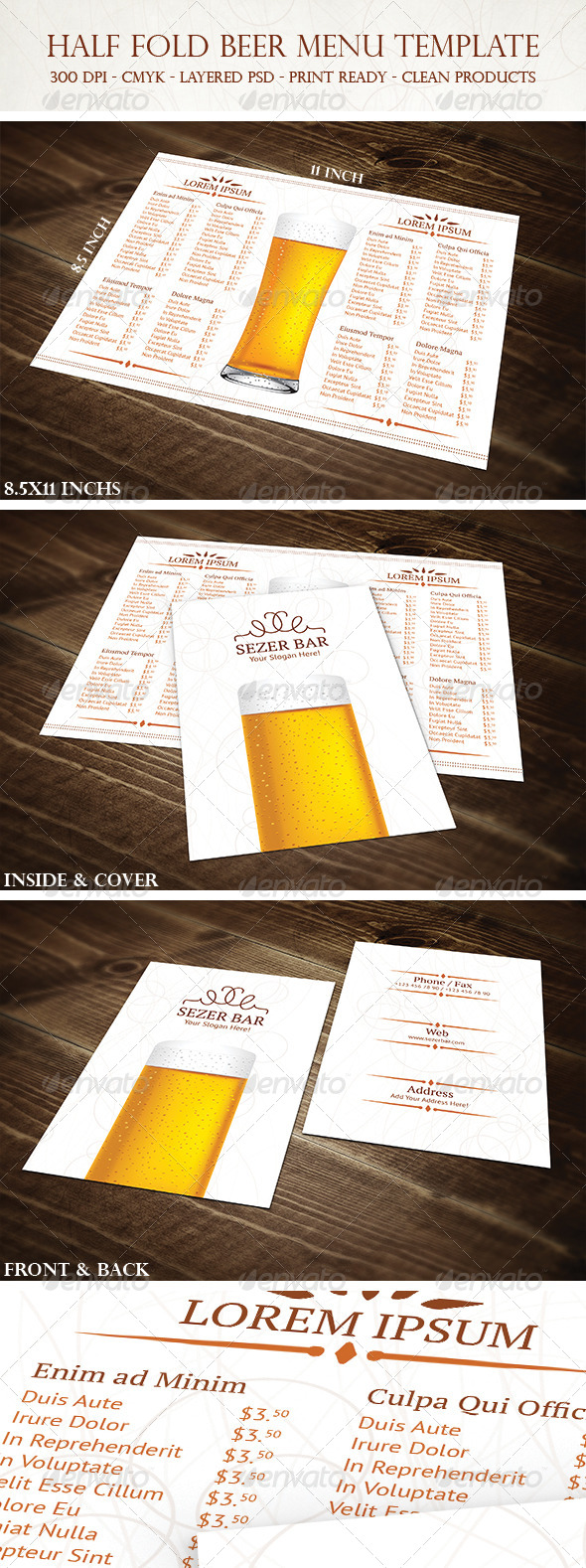 GraphicRiver Half Fold Beer Menu Template 4680170 GraphicRiver Half Fold Beer Menu Template 4680170