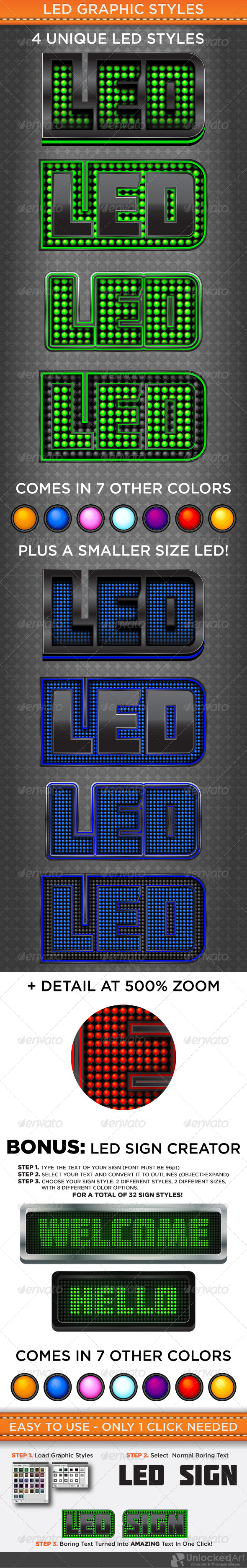 LED Graphic Styles - Styles Illustrator