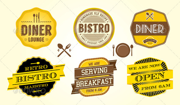 GraphicRiver Vintage Diner Cafe Badges 4768195 GraphicRiver Vintage Diner Cafe Badges 4768195