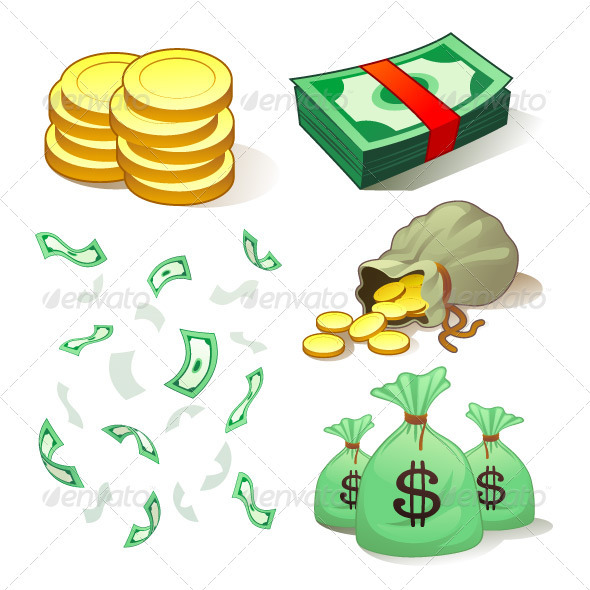 Money And Coins - Objects Vectors