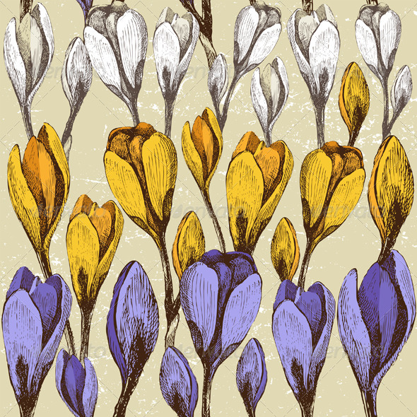 GraphicRiver Seamless Background with Crocus Flowers 4780786 GraphicRiver Seamless Background with Crocus Flowers 4780786