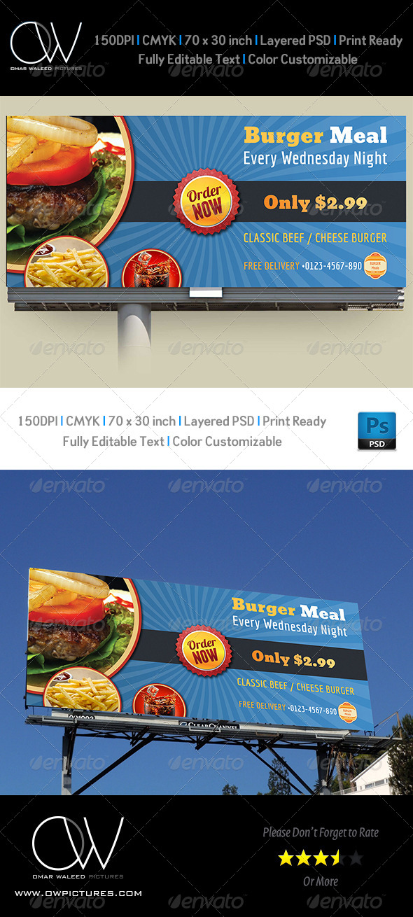 GraphicRiver Burger Restaurant Billboard Template 4781533 GraphicRiver Burger Restaurant Billboard Template 4781533