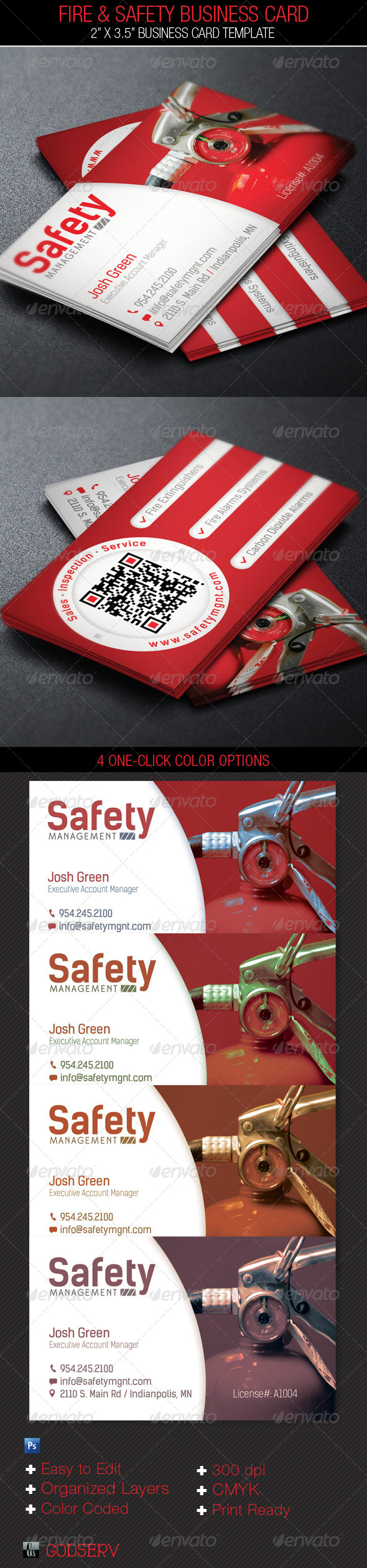 Fire and Safety Service Business Card Template - Industry Specific Business Cards
