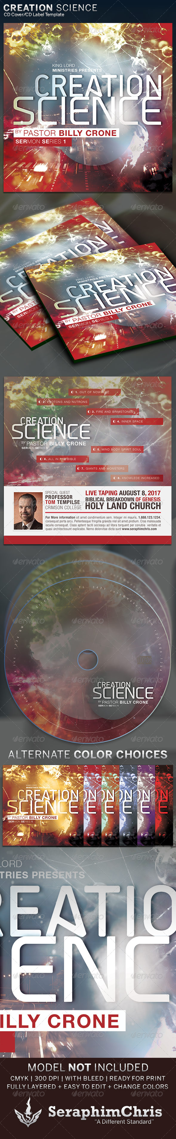 Creation Science: CD Cover Artwork Template - CD & DVD artwork Print Templates