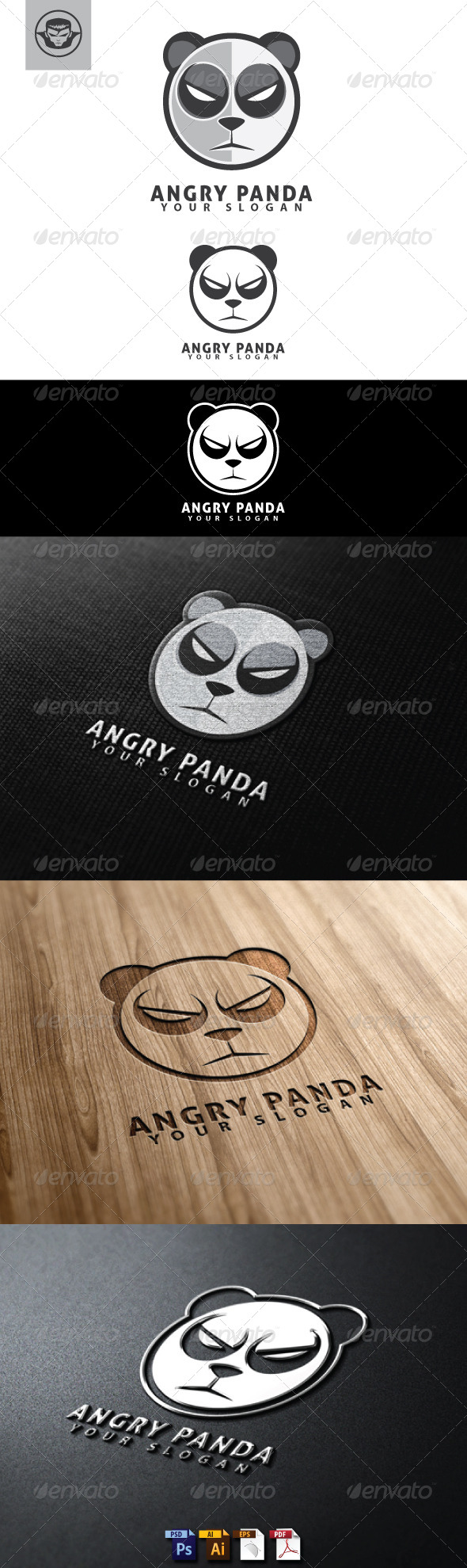 Angry Panda Logo Template - Animals Logo Templates