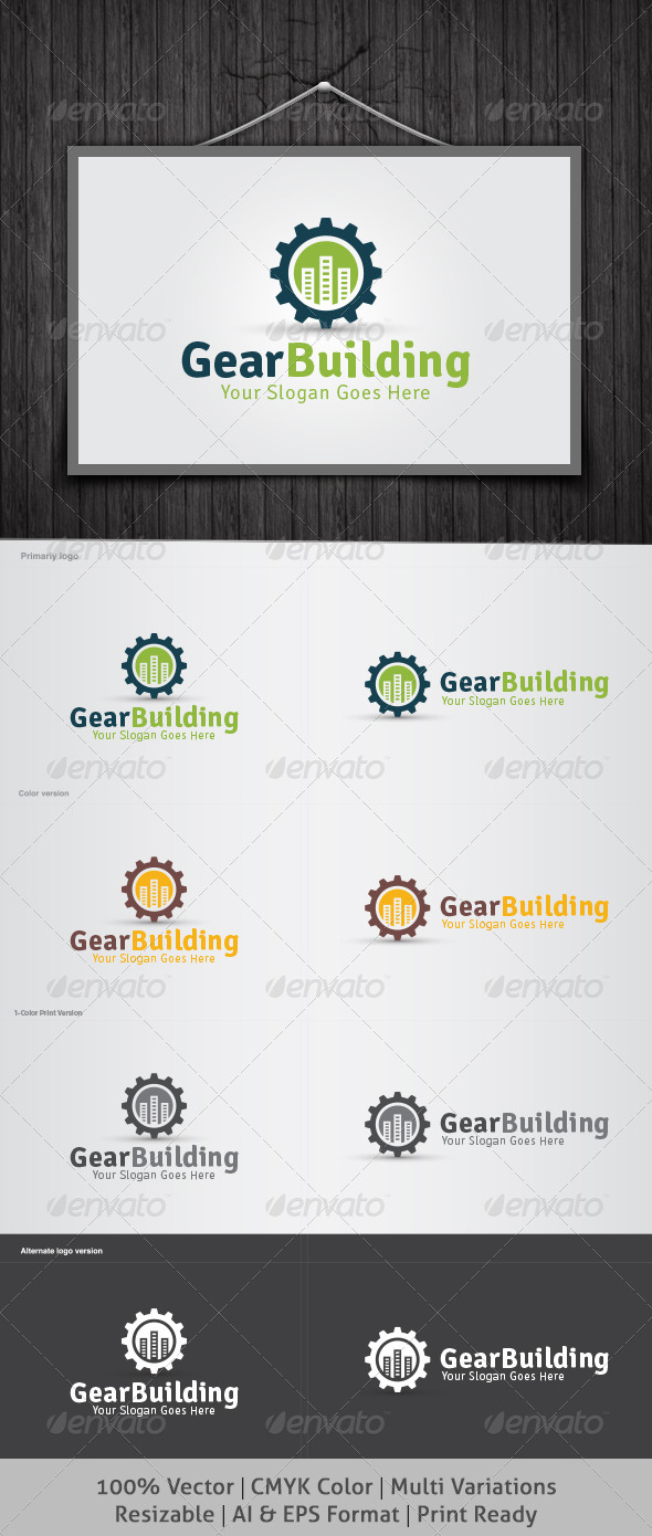 Gear Building Logo - Buildings Logo Templates