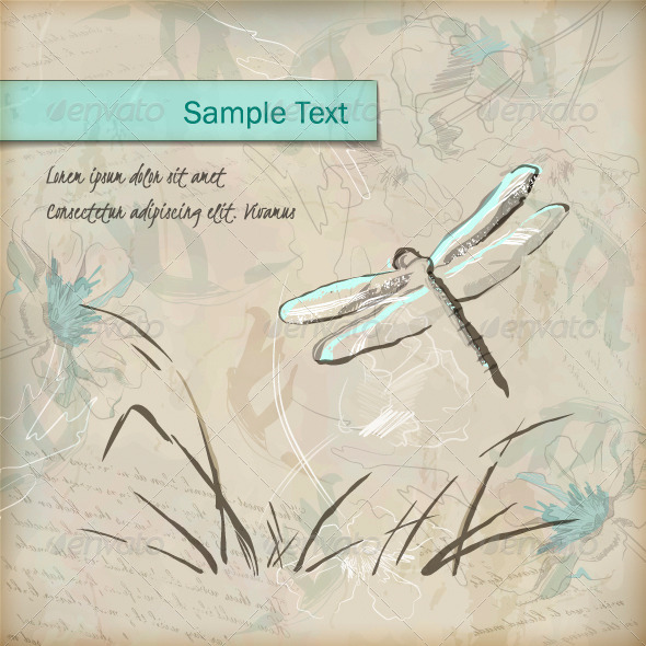 GraphicRiver Vintage Grunge Sketch Dragonfly Greeting Card 4808786 GraphicRiver Vintage Grunge Sketch Dragonfly Greeting Card 4808786