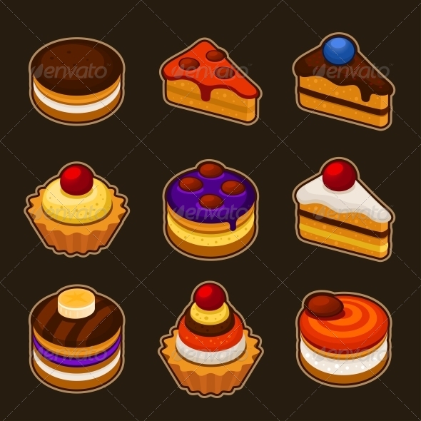 GraphicRiver Set of Cupcakes Icons 4815269 GraphicRiver Set of Cupcakes Icons 4815269