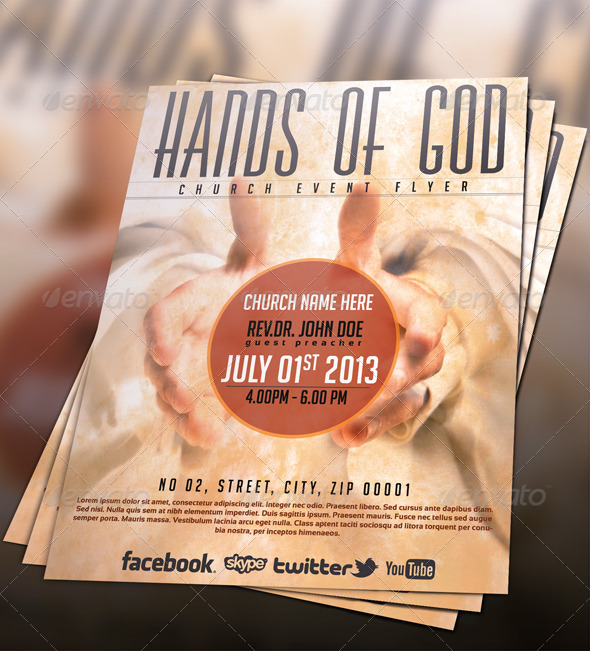 Hands of God Church Flyer - Church Flyers