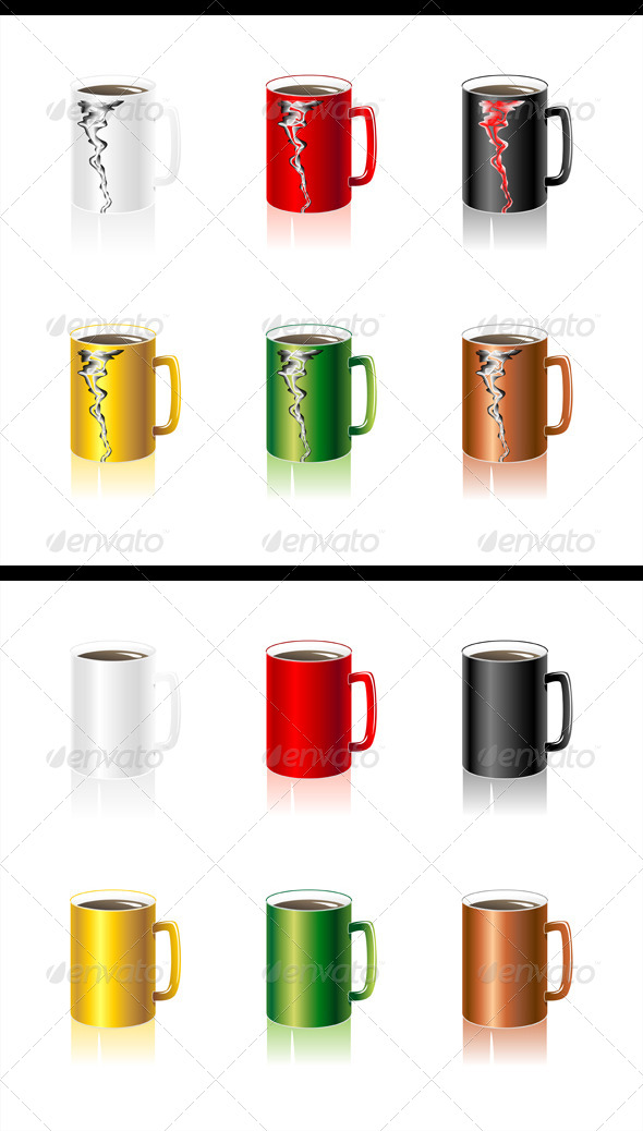 GraphicRiver Set Colorful Cups 4816381 GraphicRiver Set Colorful Cups 4816381