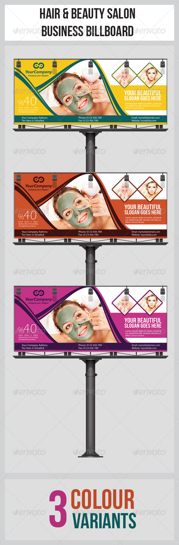 Hair & Beauty Salon Business Billboard - Signage Print Templates