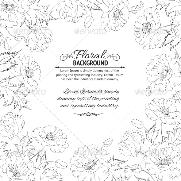 GraphicRiver Frame with Wreath of Poppies Isolated on White 4827927 GraphicRiver Frame with Wreath of Poppies Isolated on White 4827927