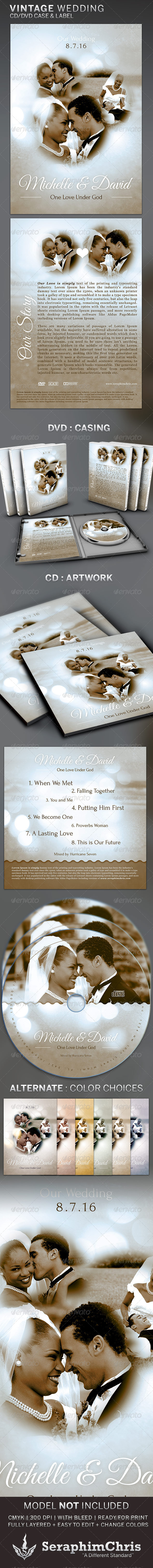 Vintage Wedding: CD/DVD Template - CD & DVD artwork Print Templates