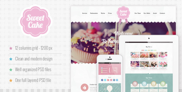 ThemeForest Sweet Cake One Page PSD Theme 4838342 ThemeForest Sweet Cake One Page PSD Theme 4838342