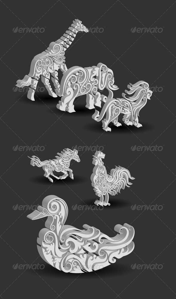 GraphicRiver Animals Engraving Ornament 4849202 GraphicRiver Animals Engraving Ornament 4849202
