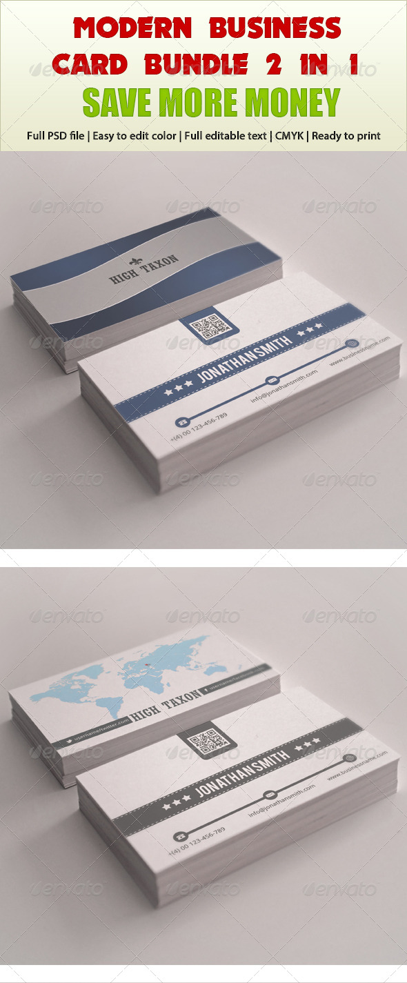 GraphicRiver Modern Business Card Bundle 2 in 1 4849289 GraphicRiver Modern Business Card Bundle 2 in 1 4849289
