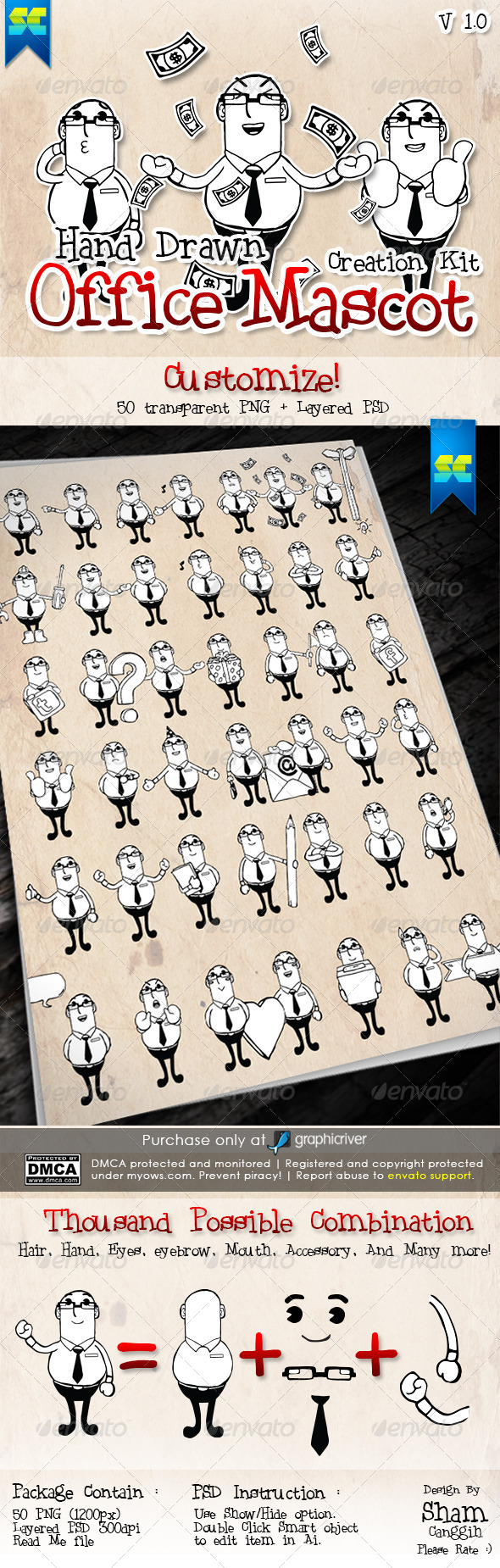 Hand Drawn Male Office & Business Mascot Part 2 - Characters Illustrations