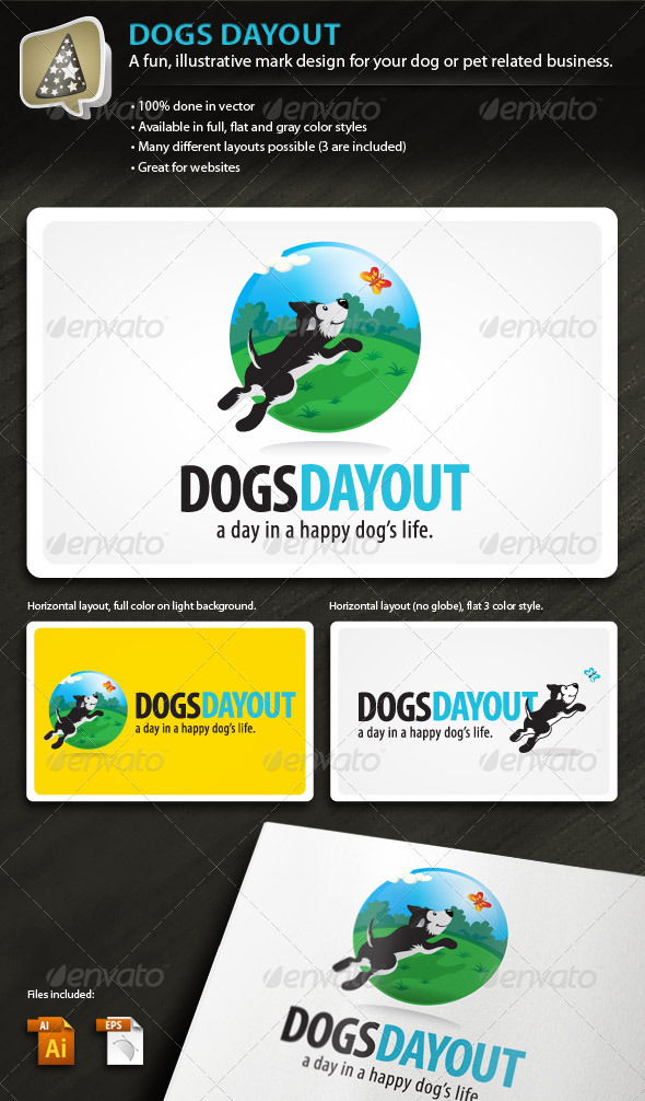 DogsDayOut - Illustrative Mark for Dog & Pet Biz - Animals Logo Templates