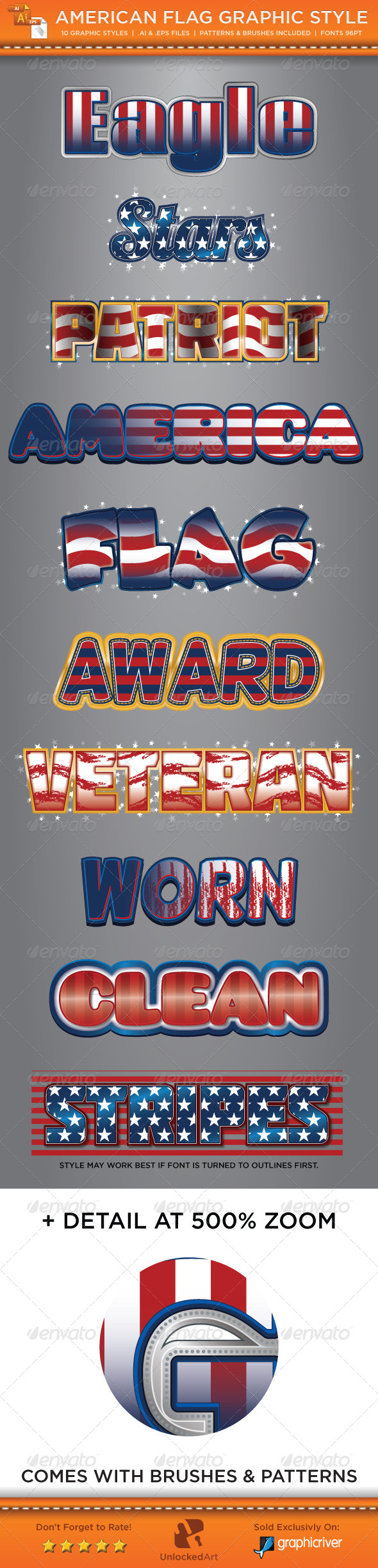 American Flag Graphic Styles - Styles Illustrator