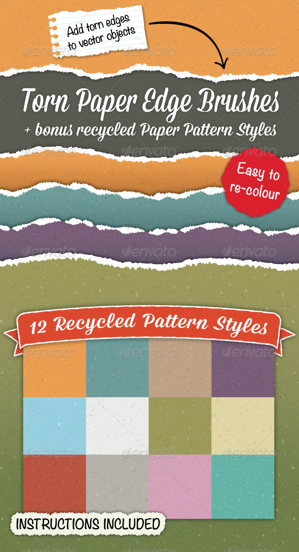 GraphicRiver Torn Paper Edge Brushes & Bonus Paper Patterns 4874113 GraphicRiver Torn Paper Edge Brushes & Bonus Paper Patterns 4874113
