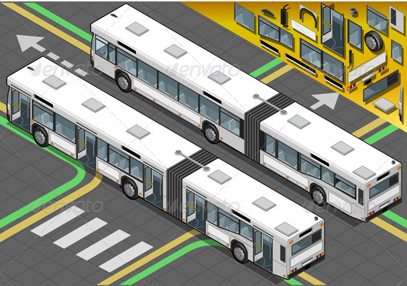 GraphicRiver Isometric Long Bus with Open Doors in Rear View 4880179 GraphicRiver Isometric Long Bus with Open Doors in Rear View 4880179