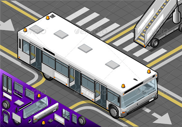 GraphicRiver Isometric Airport Bus with Open Doors in Rear View 4880333 GraphicRiver Isometric Airport Bus with Open Doors in Rear View 4880333