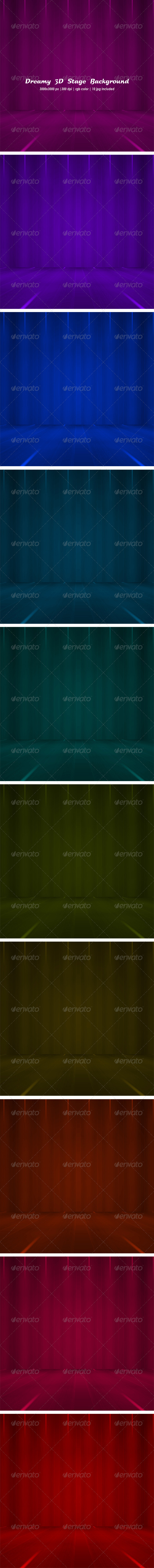 Dreamy 3d Stage Background Set - Backgrounds Graphics