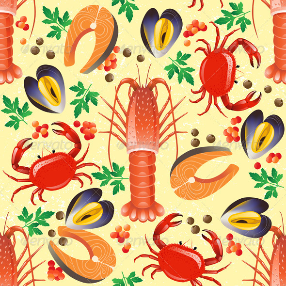 GraphicRiver Seafood Seamless 4891805 GraphicRiver Seafood Seamless 4891805