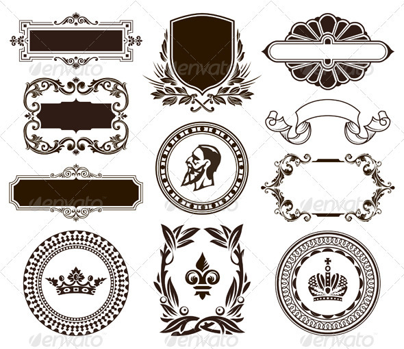 GraphicRiver Vector set of vintage frames and elements 506149 GraphicRiver Vector set of vintage frames and elements 506149