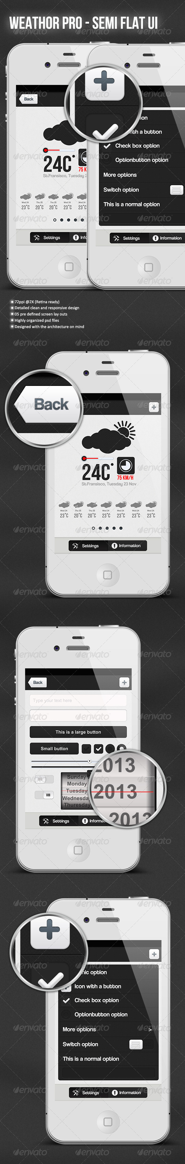Weather Pro - Semi Flar UI Kit - User Interfaces Web Elements