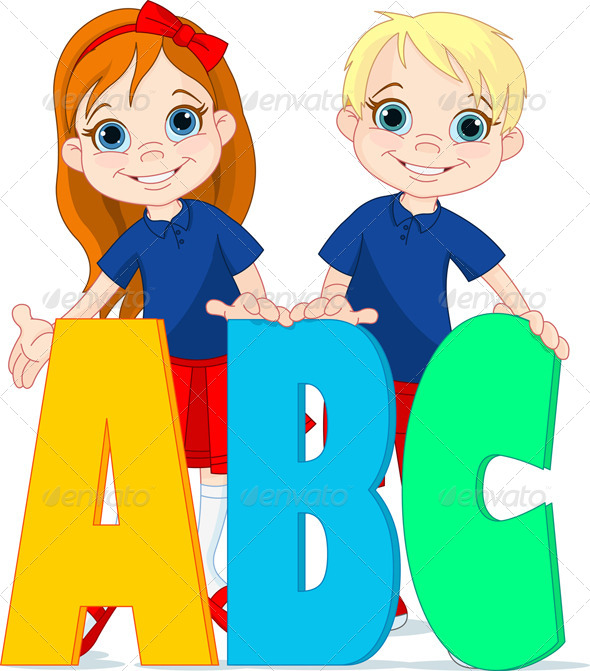 GraphicRiver Two Kids and Letters 4897637 GraphicRiver Two Kids and Letters 4897637