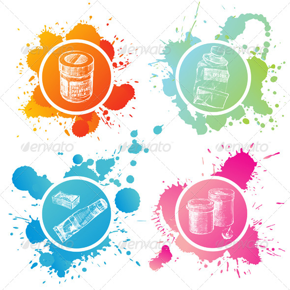 GraphicRiver Paint Cans and Tubes 4900560 GraphicRiver Paint Cans and Tubes 4900560