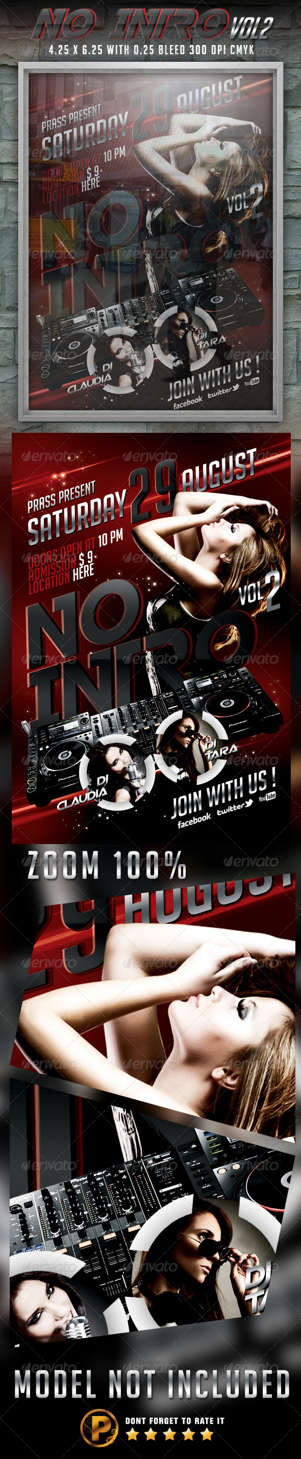 No Intro Vol 2 Flyer Template - Clubs & Parties Events