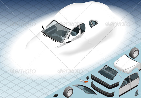 GraphicRiver Isometric Snow Capped White Car in Front View 4904498 GraphicRiver Isometric Snow Capped White Car in Front View 4904498