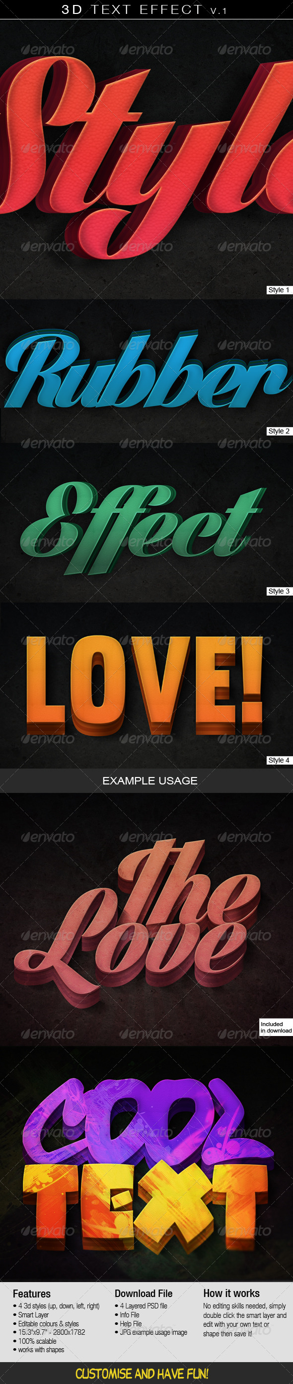 3D Text Effect v.1 - Photoshop Add-ons
