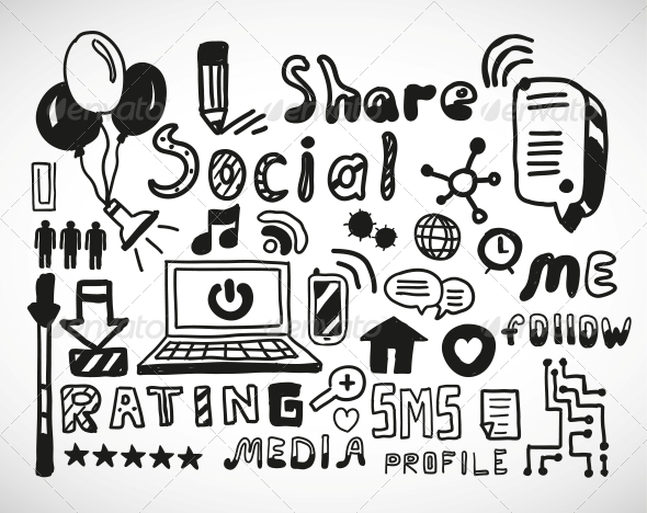 GraphicRiver Set of Hand Drawn Social Doodles 4924443 GraphicRiver Set of Hand Drawn Social Doodles 4924443