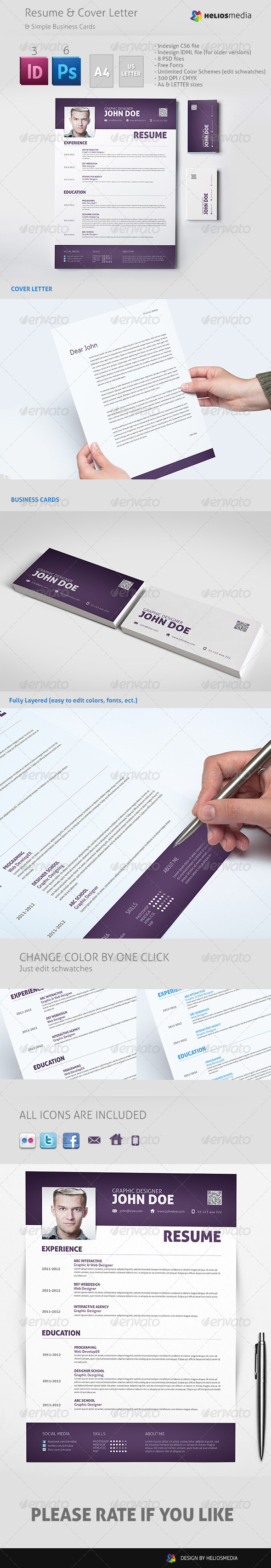 GraphicRiver Modern Resume & Cover Letter & Business Cards 4930055 GraphicRiver Modern Resume & Cover Letter & Business Cards 4930055