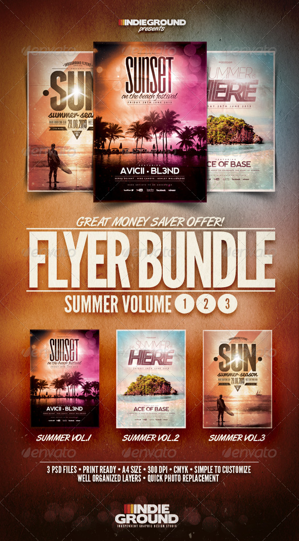 Summer Flyer/Poster Bundle Vol. 1-3 - Events Flyers