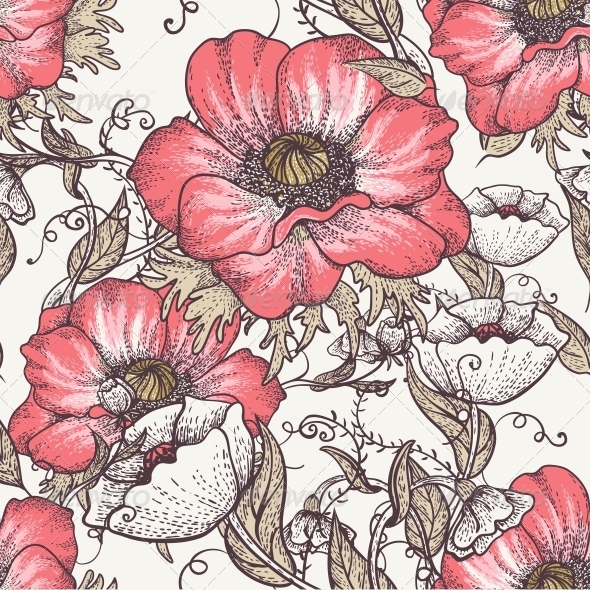 GraphicRiver Vintage Seamless Pattern with Poppies 4933998 GraphicRiver Vintage Seamless Pattern with Poppies 4933998