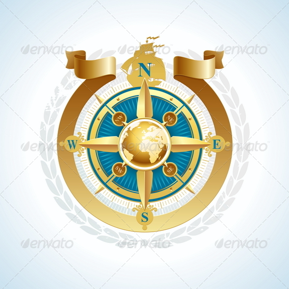 GraphicRiver Golden Compass Rose with Globe and Ribbon 4938952 GraphicRiver Golden Compass Rose with Globe and Ribbon 4938952