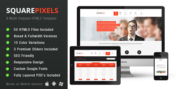 SquarePixels - Multi-Purpose HTML5 Template - Corporate Site Templates