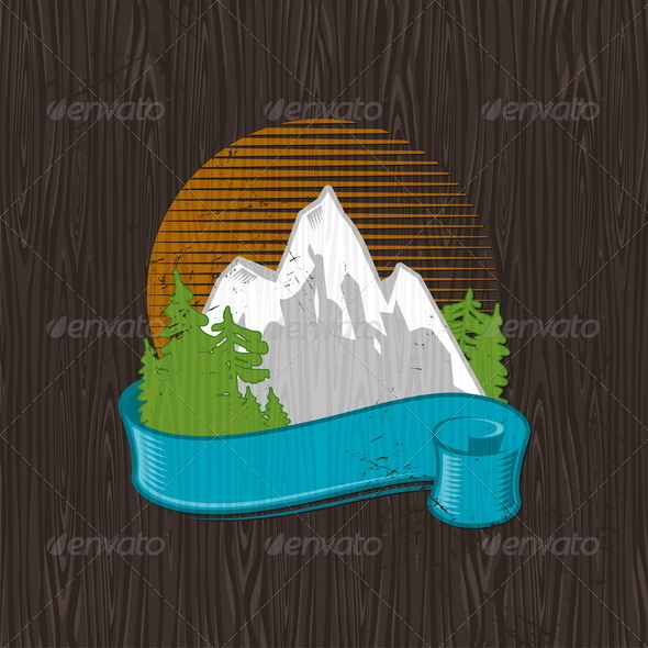 GraphicRiver Landmarks Emblem Painting on a Black Wood Board 4940775 GraphicRiver Landmarks Emblem Painting on a Black Wood Board 4940775