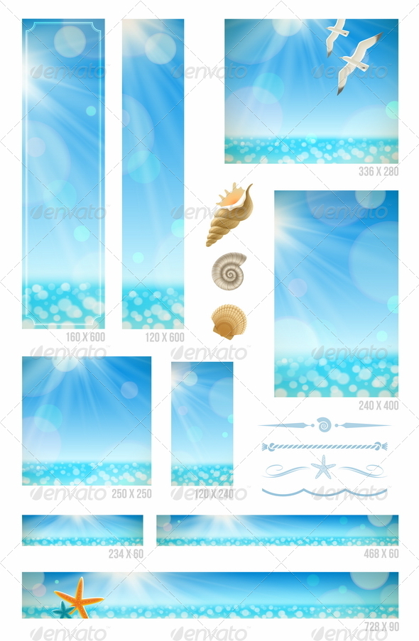 GraphicRiver Sunny Seascape Backgrounds Set of Web Banners 4947766 GraphicRiver Sunny Seascape Backgrounds Set of Web Banners 4947766