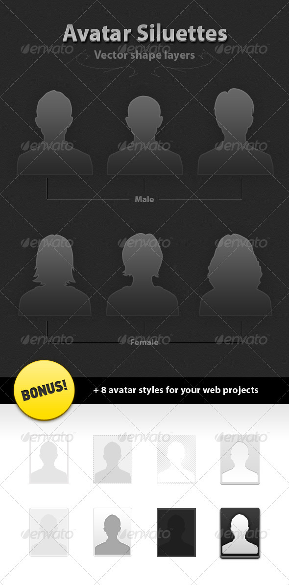 GraphicRiver 6 Avatar Siluettes Vector 510797 GraphicRiver 6 Avatar Siluettes Vector 510797