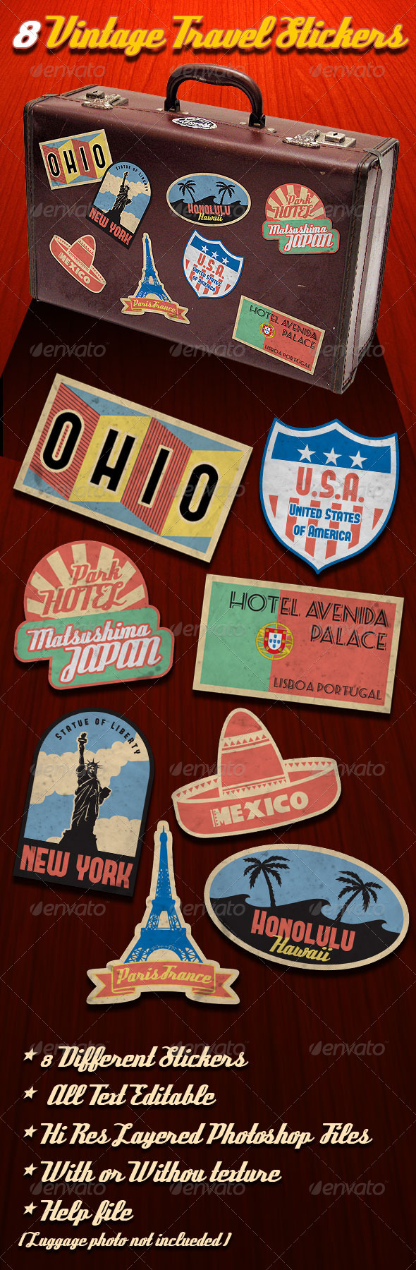 Vintage Travel Stickers - Badges & Stickers Web Elements