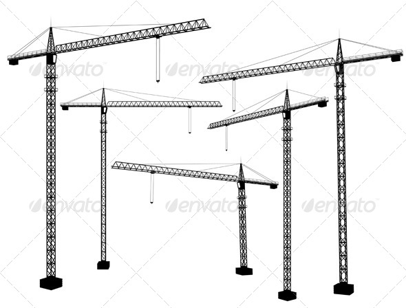 GraphicRiver Crane Silhouettes 4960403 GraphicRiver Crane Silhouettes 4960403
