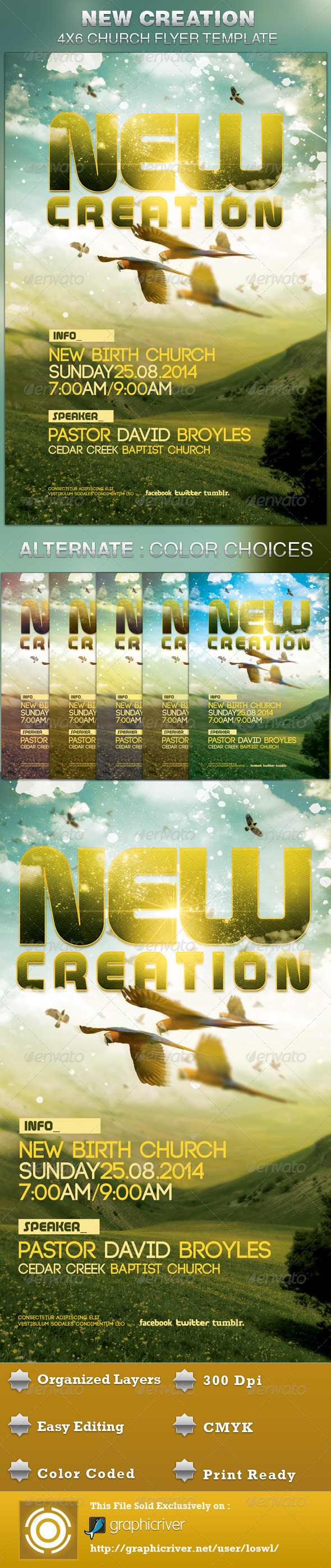 New Creation Church Flyer Template - Church Flyers