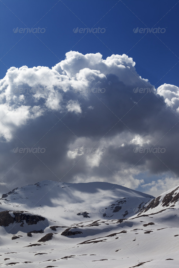 Snow mountains and blue sky with cloud - Stock Photo - Images