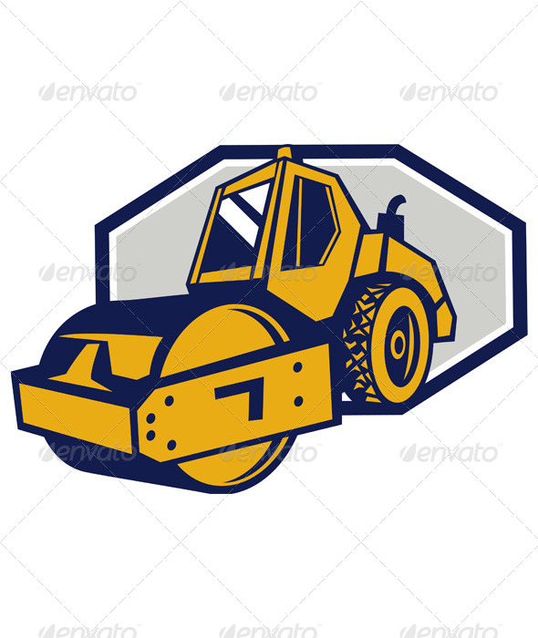 GraphicRiver Flat Drum Road Roller Retro 4967696 GraphicRiver Flat Drum Road Roller Retro 4967696