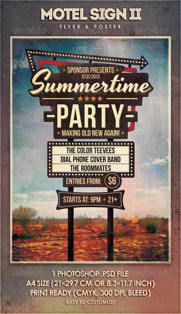 Motel Sign II - Flyer & Poster - Concerts Events